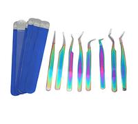 Eyelash Extension Tweezers Set Stainless Steel High Hardness Ergonomic Design for Professional New Beginners