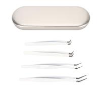 Eyelash Extension Tweezers Stainless Steel High Accuracy Professional Lash Tweezers with Storage Case for Beauty Salon and Individuals 4 Pieces Set