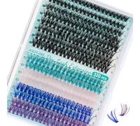 Eyelash Extensions, DIY 320 Pieces, Colourful 40D Individual Eyelash Extensions, Individual Eyelashes, Individual Eyelashes, Eyelash Bundles at Home (40D, 9-16 Mix)