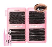 Eyelash Extensions Set, 544 Pieces, Individual Natural Lash Clusters with Bond and Seal Lash Glue, Tweezers, 10-16 mm, 60D/100D/120D/150D Curl, Artificial Eyelash Lifting Set, Cosplay Eyelashes, DIY