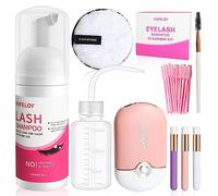 Eyelash Extensions Set for Salon Home Use, Eye Eyelash Shampoo, Miniature USB Eyelashes Hair Dryer, Disposable Eyelash Brushes, Mascara Brushes, Cleaning Brushes, Washing Bottle, Remover Eye Pads