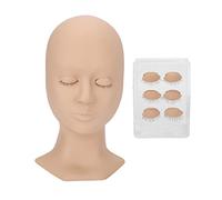 Eyelash Extensions Training Mannequin Head Soft Silicone Removable Eyelids Lifelike Practice Head for Beginners Beauty Salons and Training Institutions (Single eye skin color type B)