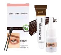 Eyelash & Eyebrow Tint Kit,Brown Eyelash & Eyebrow Color Kit,Formula with Fibres for Full Brows & Volume Lashes,Sweatproof & Long Lasting-Brown