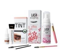 Eyelash & Eyebrow Tint Kit for Natural Bushy Lashes and Brows, Easy to Use & Salon Beauty Home Set Eyelash & Eyebrow Dye Kit Black 7ml, Lash Shampoo for Lash Extensions 100ml