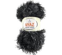 Eyelash Faux Fur Furry Soft Fluffy Knitting Yarn 100g Ball (1217 Black)