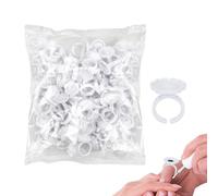 Eyelash Glue Holder, Eyelash Extension Flower Cup, Glue Rings, Pack of 100 Eyelash Glue Ring Fan Cups, Eyelash Glue Holder Ring Cups, Eyelash Accessories, Flower Cups for Eyelash and Eyelash Chaies