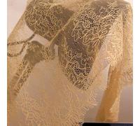 Eyelash Lace Mesh Trim, 3 Meters x 23 cm Multicolor Hollow Eyelash Lace Fabric for DIY Clothing Decoration(Dark Khaki)