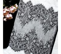 Eyelash Lace Mesh Trim, Eyelash Beard Lace Trim 3 Meters Multicolor Handmade DIY Fabric for Cloth Crafting(Black)