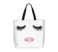 Eyelash Lip White Basic Models Tote Bag With Zipper With Inner Pockets,Laptop Work Tote Bag For Sport,Travel