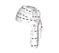 Eyelash Lip White Print Cycling Headwrap Under Helmet Skull Cap Sweat Wicking Quick Dry for Patriotic Event Gift