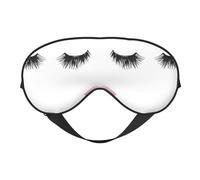 Eyelash Lip White Print Sleep Eye Mask with Adjustable Strap Soft for Airplane Travel Relax Yoga Nap Meditation