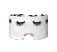 Eyelash Lip White Printed Sleeping Blindfold, Padded Ear Warmer Mask, Adjustable Head Wrap, for Deep Relaxation
