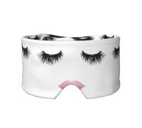 Eyelash Lip White Printed Slumber Eye Shield, Reversible Sleep Gear, Light Blocking Headwrap, for Travel Comfort