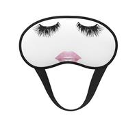 Eyelash Lip White Sleeping Mask for Adults Blackout, Comfortable Eye Mask Blocking Light for Travel, Yoga