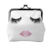 Eyelash Lip White Small Makeup Bag for Purse, Mini Portable Cosmetic Bags, for Gym and Daily Use