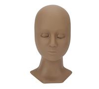 Eyelash Mannequin Head Replaceable Eyes Soft Silicone Makeup Practice Model For Eyelash Extensions Training And Beauty Treatments Pink Skin Coffee Color 28cm (Single eyelid coffee color B type + 1