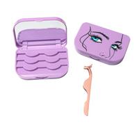 Eyelash Storage Case Organizer With Makeup Mirror Frame Box, Magnetic False Eyelashes Case False Eyelashes Packaging Travel Storage Box Eyelash Bag (Light Purple)