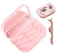 Eyelash Storage Case Organizer With Makeup Mirror Frame Box, Magnetic False Eyelashes Case False Eyelashes Packaging Travel Storage Box Eyelash Bag, Light Pink, 2 Piece Set