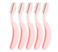 Eyelash Teeth Comb Stainless Steel Foldable Curve Handle Lash Comb Tool for Makeup Pink 5pcs Multi Function Brow Brush for Travel Daily Use