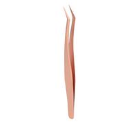 Eyelash Tweezers Ergonomic Rose Gold Stainless Steel False Eyelashes Extension Tweezers (Long Oblique Tweezer)