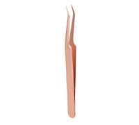 Eyelash Tweezers Ergonomic Rose Gold Stainless Steel False Eyelashes Extension Tweezers (Oblique Tweezer)