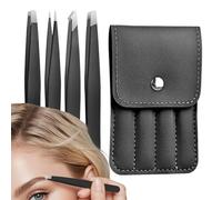 Eyelash Tweezers - Precision Tool Stainless Steel with Pointed Ends - Eyelash Curler for Eyelash Clusters - for Face and Ingrown Hair, Home, Salon, Travel, Women, Men