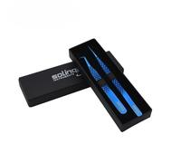 Eyelash Tweezers Set of 2 - Precision Stainless Steel Tweezers for Lash Extension, Removal & Design | Sharp Fiber-Coated Tips | Anti-Slip Grip | Lightweight Travel Case | (2)