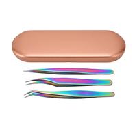 Eyelash Tweezers Stainless Steel Lash Set False Grafting Clip Tools with Box Portable Design for Makeup Artists