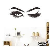 Eyelash Wall Sticker for Bedroom, Make Up Wall Sticker, 1 Pair of Eyes Wall Stickers with Eyelashes, PVC Removable Eyes Wall Picture for Living Room or Bedroom (Black)