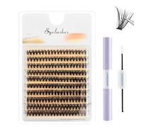 Eyelashes Cluster Lash Extension Kit 200pcs Lash Clusters with Bond and Seal Individual Lashes Kit Cluster Lashes Wispy DIY D Curl False Eyelash,Black,Clear 9/10/11/12/13/14/15/16mm
