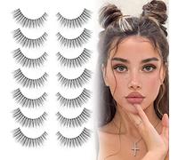 Eyelashes Natural Look Faux Mink Lashes Pack Jiocolor Fluffy False Eyelashes 7 Pairs Cat Eye Lashes Curl False Eyelashes DJ-37