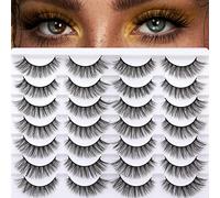 Eyelashes Natural Strip Cat Eye Lashes False Wispy Clear Lash Band 3D Fake Eyelashes Fluffy Volume Short Faux Mink Eyelashes 14 Pairs