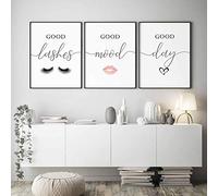 Eyelashes Quotes Wall Art Makeup Canvas Painting Lashes Lash Wall Good Mood Poster Prints For Living Room Vanity Decor 30x42cmx3pcs Unframed