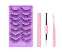 Eyelashes Russian Natural Eyelashes with Glue Fluffy False Eyelash Thick Volume Faux Mink 6 Pairs Curly Eyelash B5506