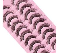 Eyelashes Russian Strip Lashes Natural Fluffy Wispy D Curly Effect Hybrid Strip Lashes Look Like Extensions 10 Pairs (D-05)