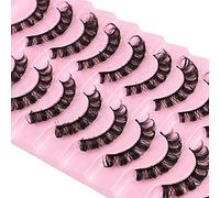 Eyelashes Russian Strip Lashes Natural Fluffy Wispy D Curly Effect Hybrid Strip Lashes Look Like Extensions 10 Pairs (D-02)