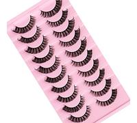 Eyelashes Russian Strip Lashes Natural Fluffy Wispy D Curly Effect Hybrid Strip Lashes Look Like Extensions 10 Pairs (D-04)