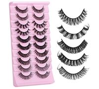 Eyelashes Russian Strip Lashes Natural Fluffy Wispy D Curly Effect Hybrid Strip Lashes Look Like Extensions 10 Pairs (MIX-H5)