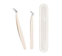 Eyelashes Tweezer Set with Box for Women, 2 Pcs Precision Tweezers Set for DIY Lashes for Hair, Pick Up Lash Beauty Tools with Portable Travel Case
