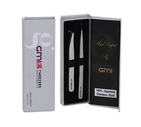 Eyelashes Tweezers - Stainless Steel Eyelash Extension Precision Tweezer -Pack of 2 Eyelashes Tweezers- Precision Tweezers for Eyelashes. (Silver)