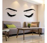 Eyelashes Wall Decal Beautiful Lashes Wall Decor Brows Beauty Salon Studio Eyebrows Wall Sticker Art Posters LC1346 (Black)