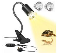 Eyeleaf 360° Rotatable Tortoise Heat Lamp,2 Bulb 25W/75W UVA+UVB-Reptile Heat Lamp with Clamp,Brightness/Heat Control/Timer Fuction,for Turtles Snakes Lizards Frog
