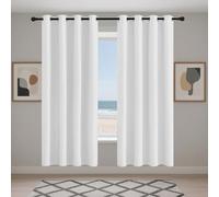 Eyelet Blackout Curtains 222 x 227 cm Soft Thermal Insulated Black Out Thermal Insulated Eyelet Curtains for Living Room Bedroom Windows Nursery, White