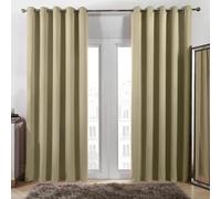 Eyelet Blackout Curtains 240 x 150 cm Energy Saving Thermal Insulated Living Room Windows Treatments 2 Panels for Baby Nursery, Beige