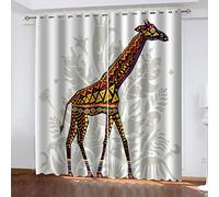 Eyelet Blackout Curtains Animal Giraffe Thermal Insulated Room Darkening Curtains for Plain Room darkening Nursery Bedroom Windows treatment size:2X W29.5 inch x L65 inch