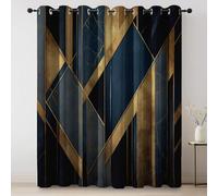 Eyelet Blackout Curtains, Colorful Soft Thermal Insulated Curtains, Modern Geometric Marble Texture Elegant Print Pattern, Opaque Curtain for Bedroom Living Room 30 × 65 Inch 2 Panels