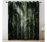 Eyelet Blackout Curtains, Colorful Soft Thermal Insulated Curtains, Tropical Garden Palm Trees Plants Print Pattern, Opaque Curtain for Bedroom Living Room 30 × 65 Inch 2 Panels