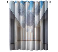 Eyelet Blackout Curtains for Bedroom, Modern Blue Sky Clouds Origami Balls Printed Curtains White Blue Thermal Insulated Curtain for Living Room Baby Nursery, W55 x L90 Inch (2 Panels)
