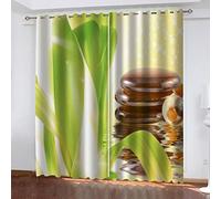Eyelet Blackout Curtains Stone leaves Thermal Insulated Room Darkening Curtains for Plain Room darkening Nursery Bedroom Windows treatment size:2X W29.5 inch x L65 inch