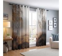 Eyelet Blackout Curtains W 46" x L 54" 2 Panels, Super Soft Nature Photography Meadow Woods Printed curtains - Woven brushed microfiber insulation and energy saving suitable for bedroom Color